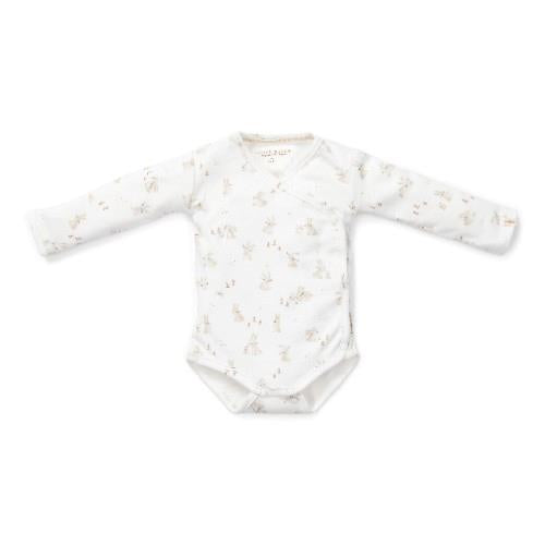 Wrap-over long sleeve romper - White - Newborn Naturals - Baby Bunny
