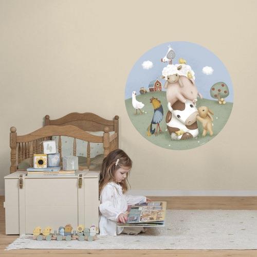 Wallpaper circle - Multicolored - Little Farm