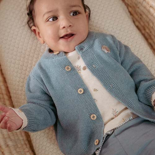 Knitted cardigan - Blue - Forest Friends