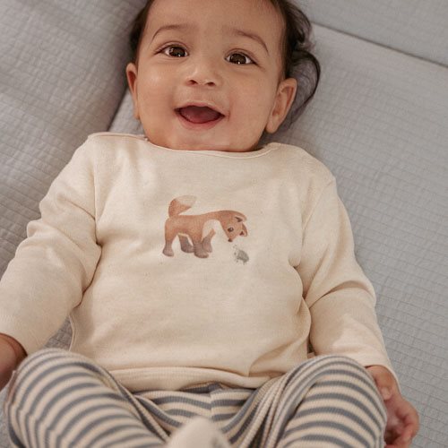 Shirt long sleeve - Sand - Forest Friends - Little Fox