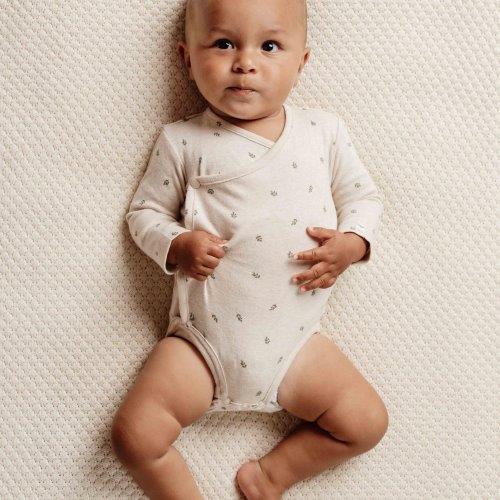 Wrap-around long sleeve romper - Sand - Little Farm