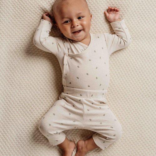 Wrap-around long sleeve romper - Sand - Little Farm