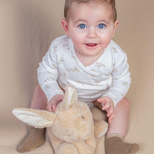 Wrap-over long sleeve romper - White - Newborn Naturals - Baby Bunny