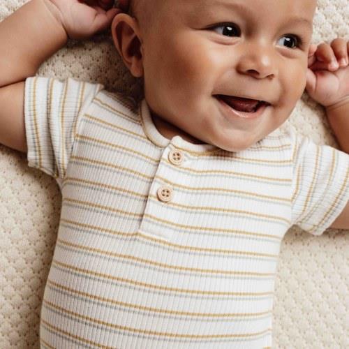 Romper short sleeve - Multicolored - Little Farm - Stripe