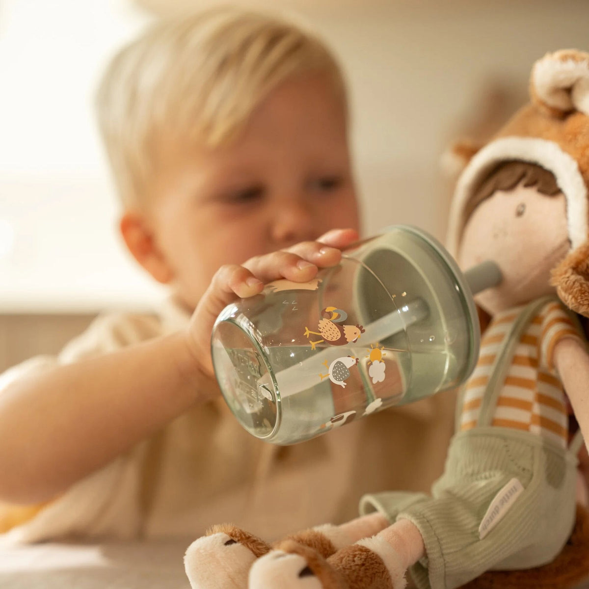 Children's glass 250 ml With Straw Little Farm