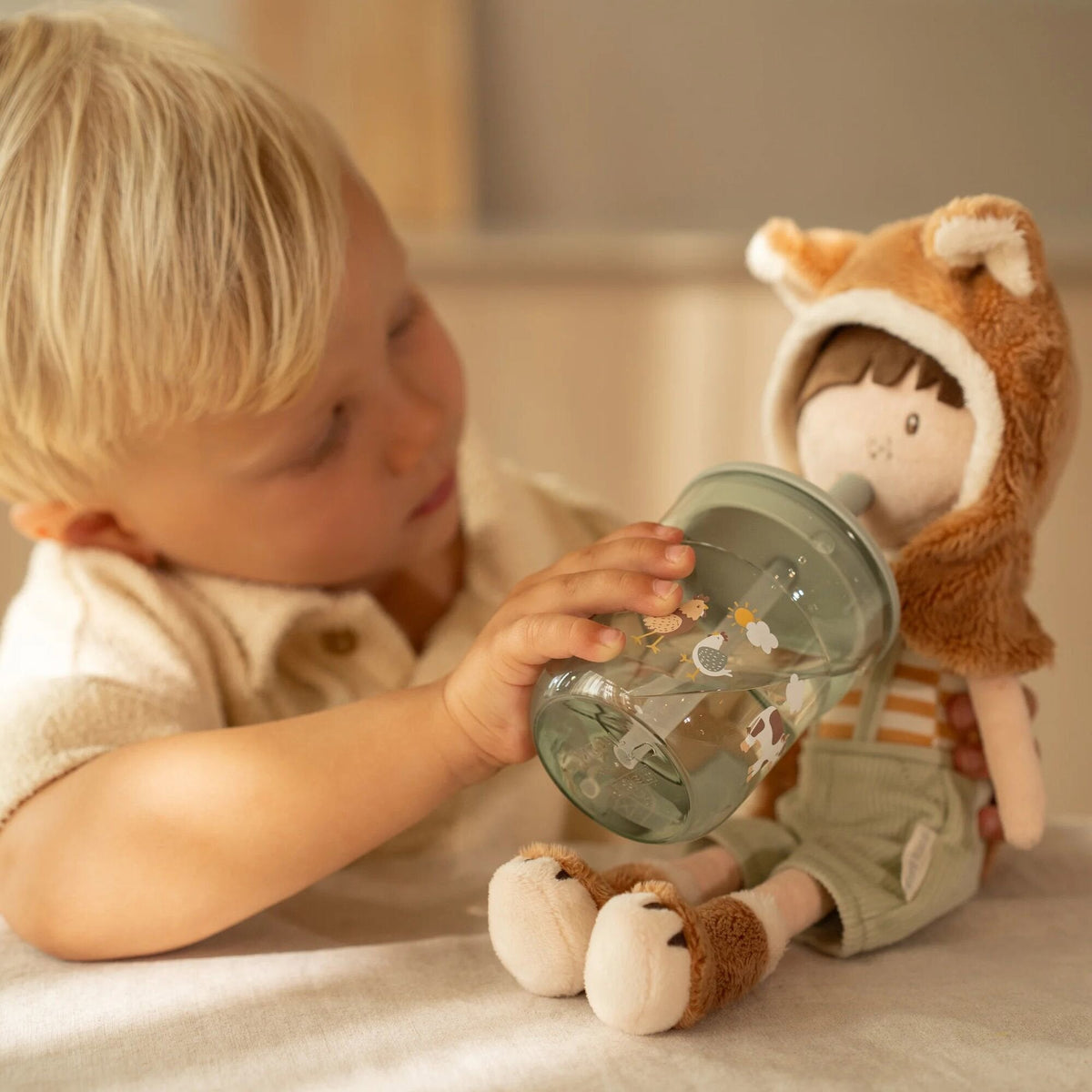 Children's glass 250 ml With Straw Little Farm