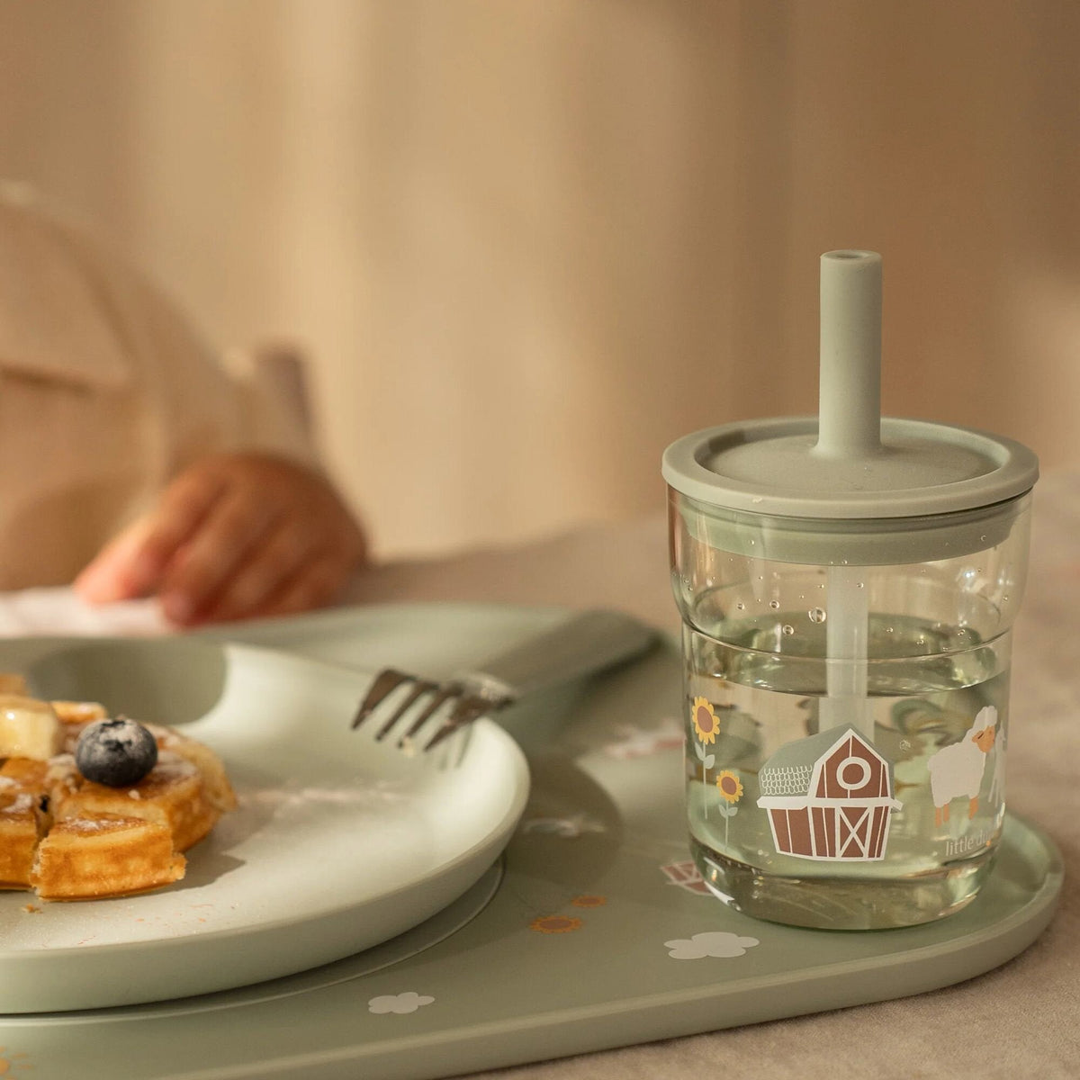 Children's glass 250 ml With Straw Little Farm