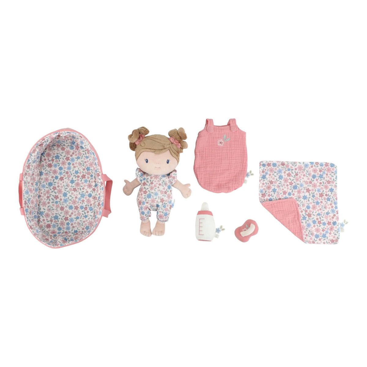 Baby doll in basket Rosa GRS