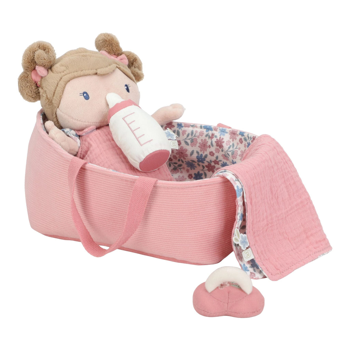 Baby doll in basket Rosa GRS