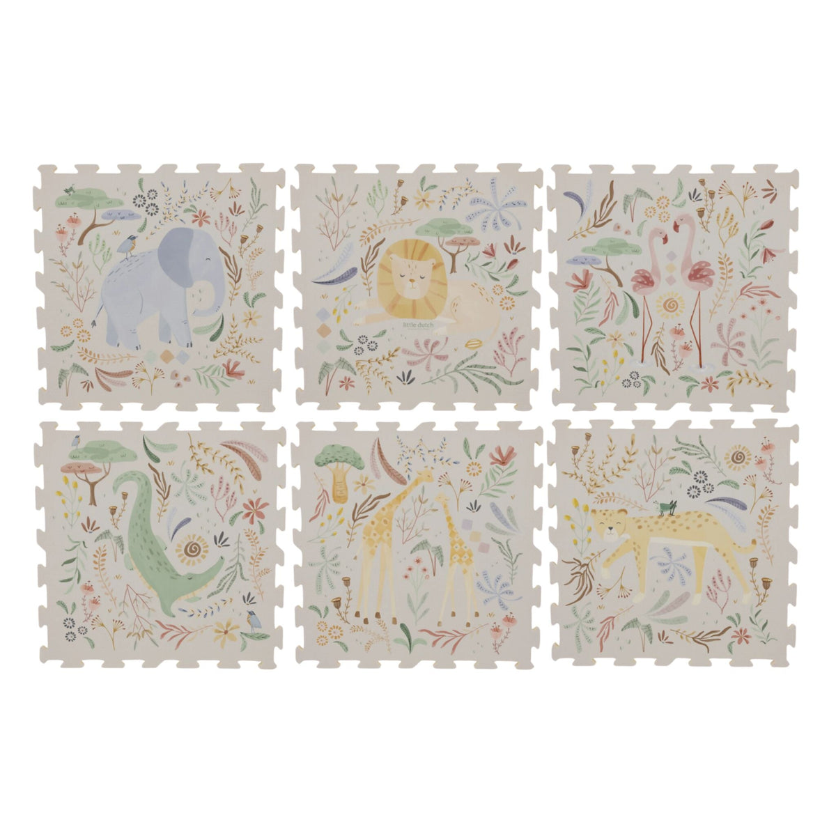 Puzzle mat Playmat White Safari Animals