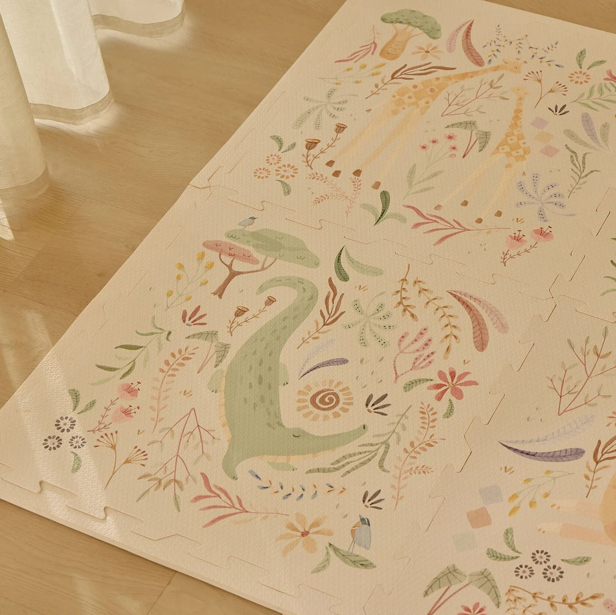 Puzzle mat Playmat White Safari Animals