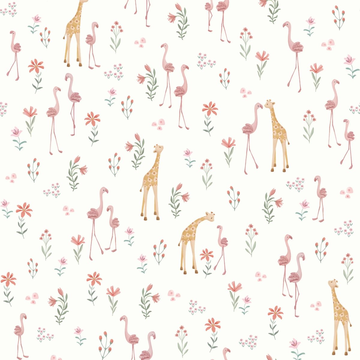 Non-woven wallpaper - Blooming Safari