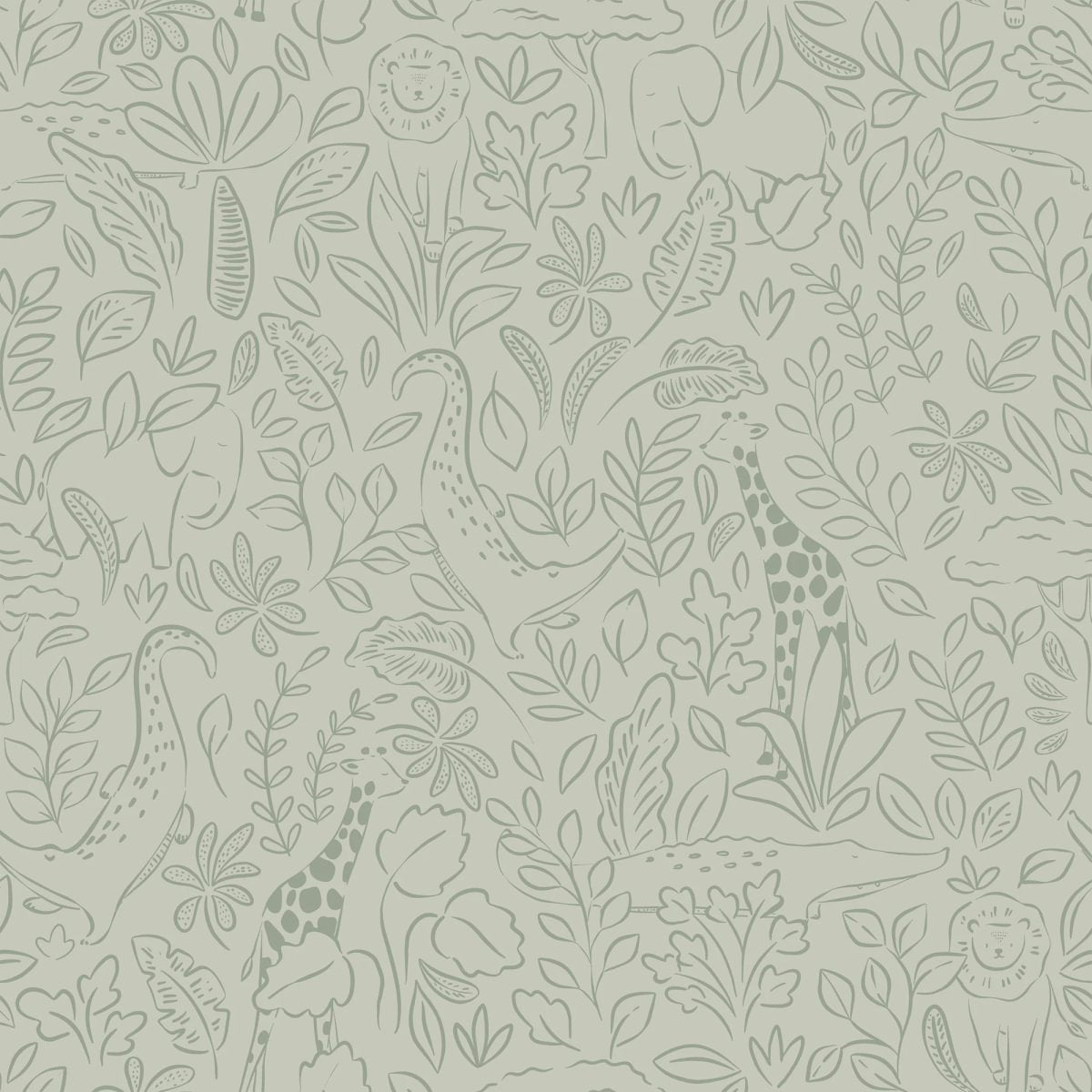 Wallpaper sample - Green - Safari Dreams Sage - A5