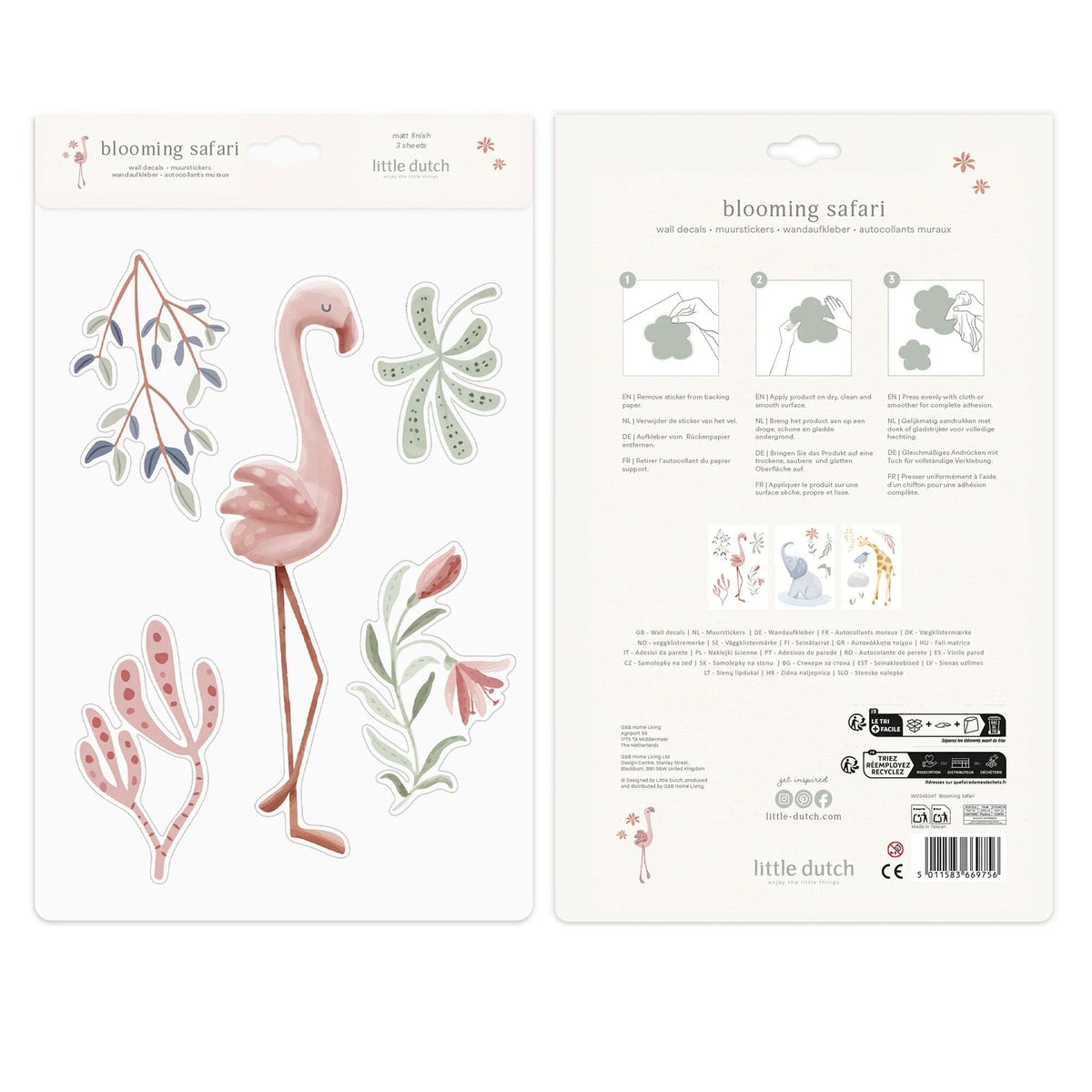 Wall sticker set - Blooming Safari - A3