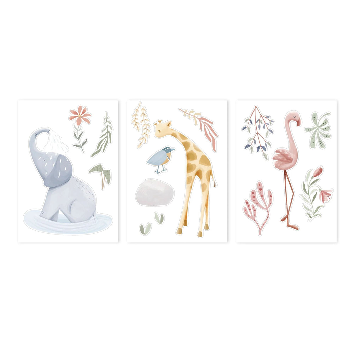 Wall sticker set - Blooming Safari - A3