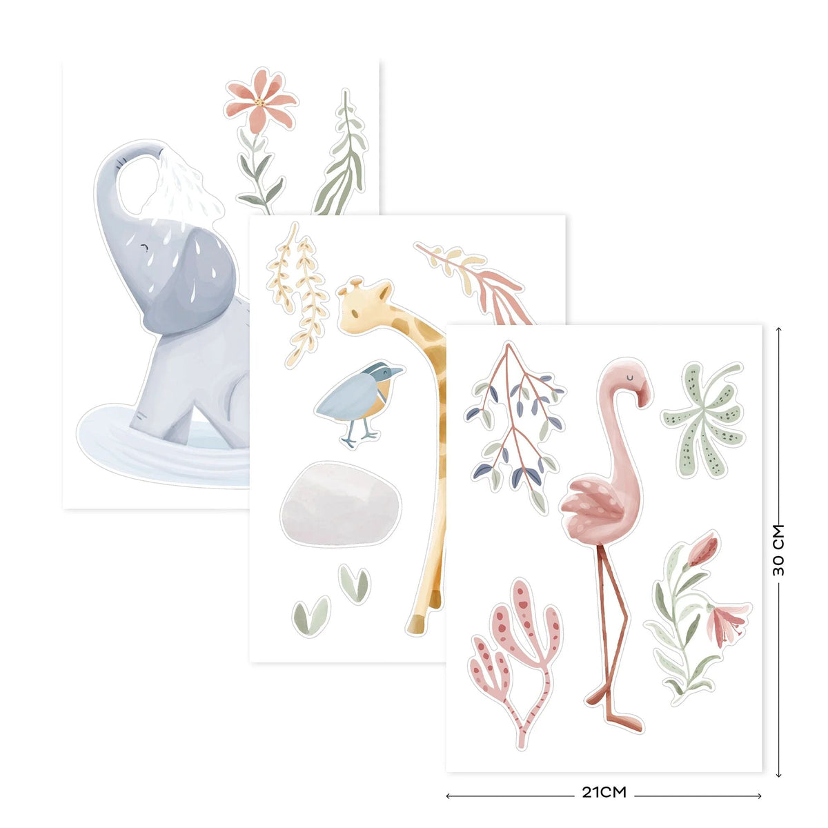 Wall sticker set - Blooming Safari - A3