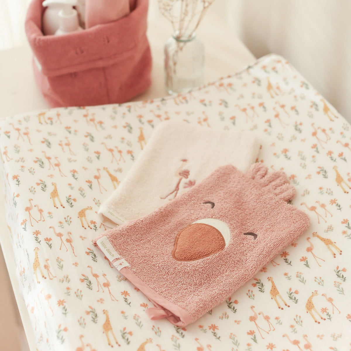 Flamingo washcloth set - Pink