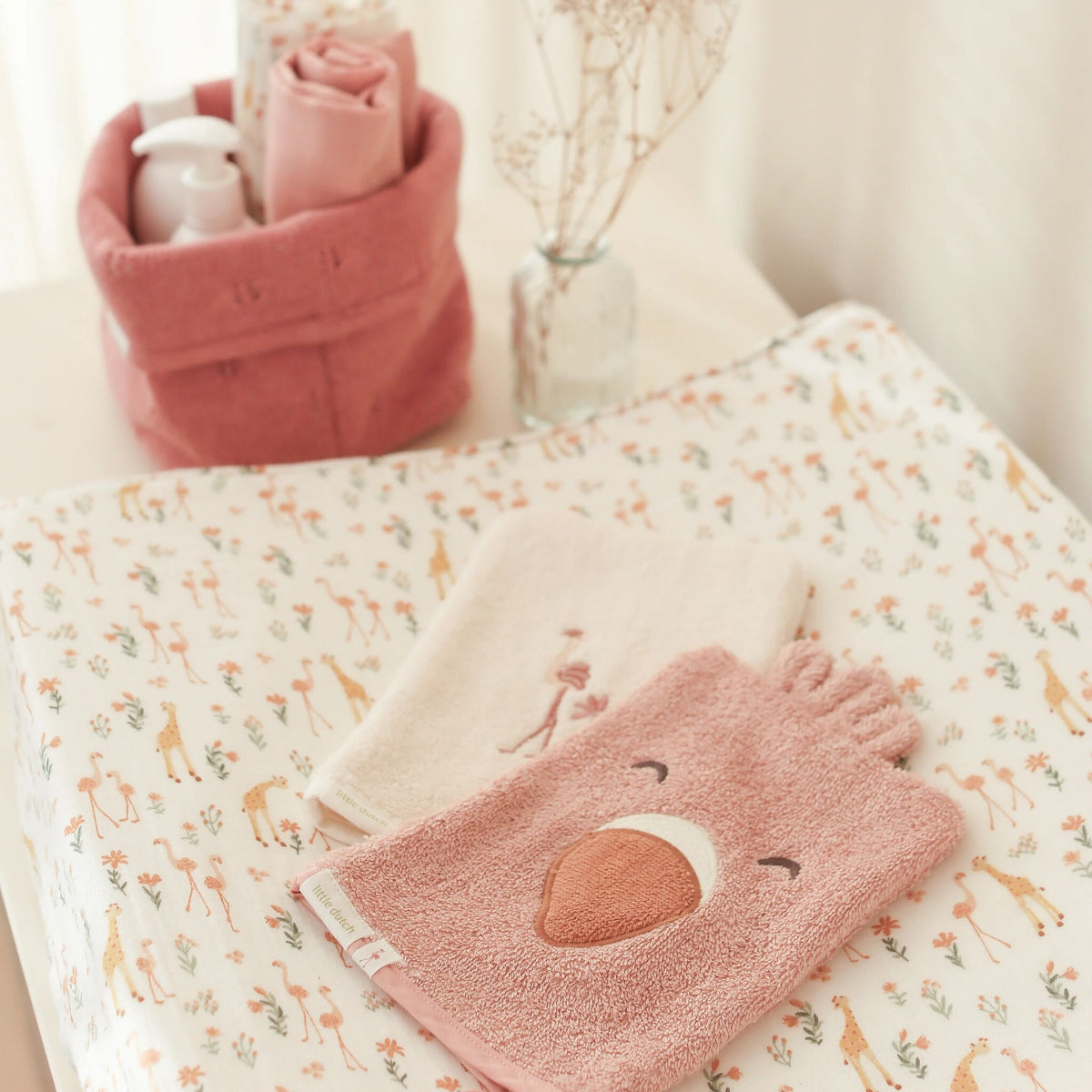 Swaddle set - Pink - 70x70 cm - Blooming Safari