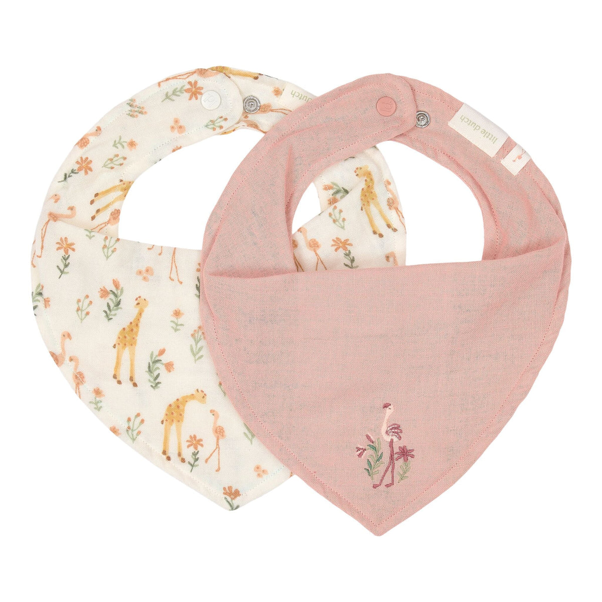 2-pack Bandana bib - Pink - Blooming Safari