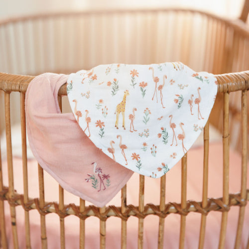2-pack Bandana bib - Pink - Blooming Safari