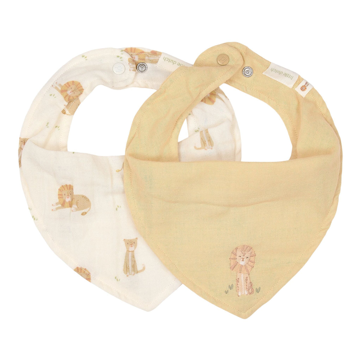 2-pack Bandana bib - Yellow - Safari Leo