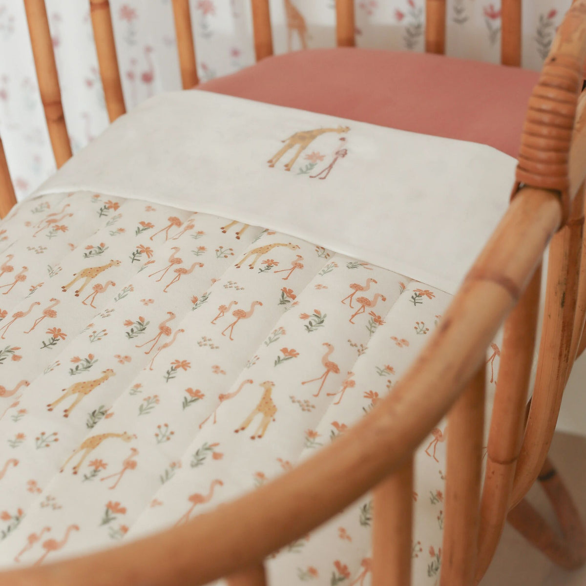 Crib sheet Flamingo - White