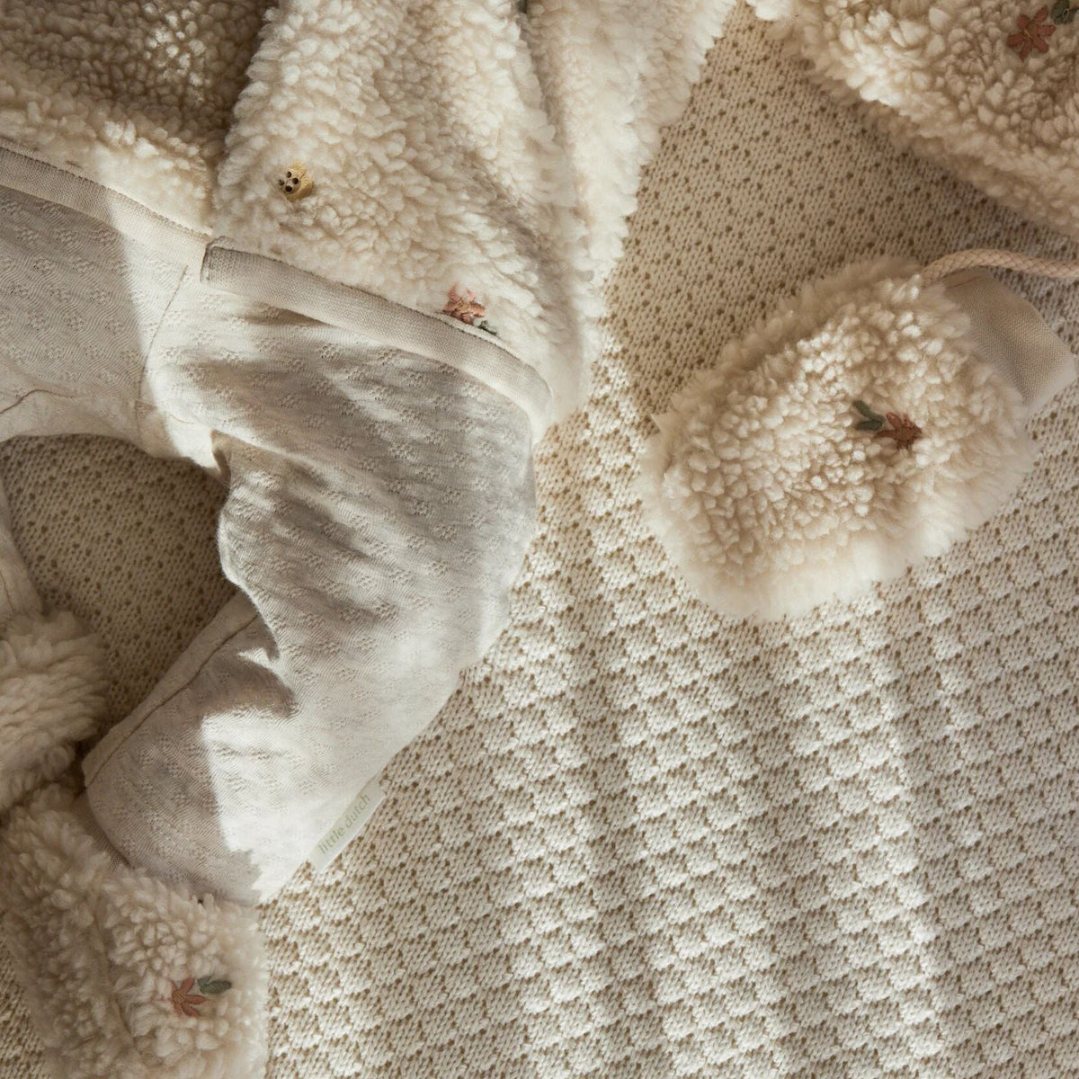 Teddy Mittens Sand Flower Print