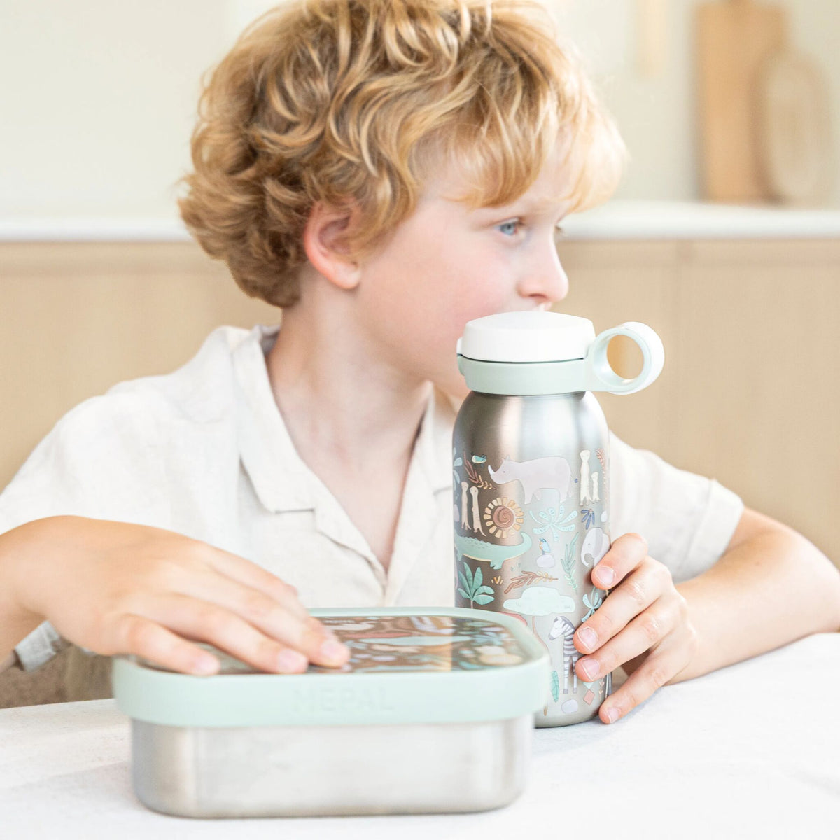 Thermos bottle for children stainless steel flip cap 500 ml - Mepal Campus - Safari Friends