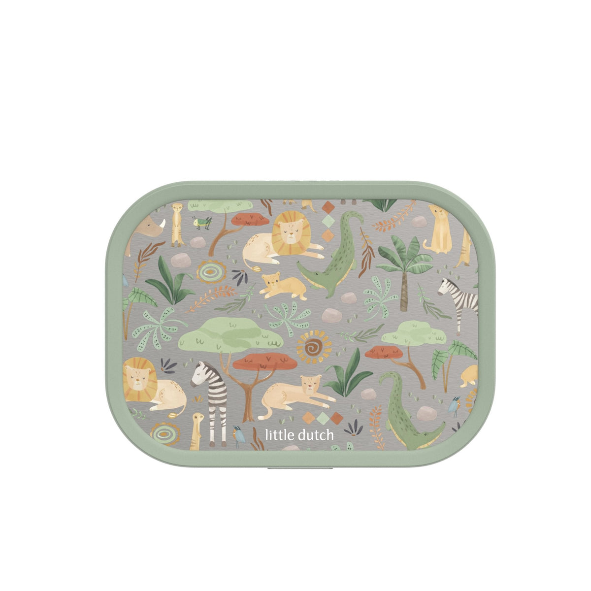 Lunch box with compartments stainless steel 750 ml with fork - Mepal Campus - Safari Friends