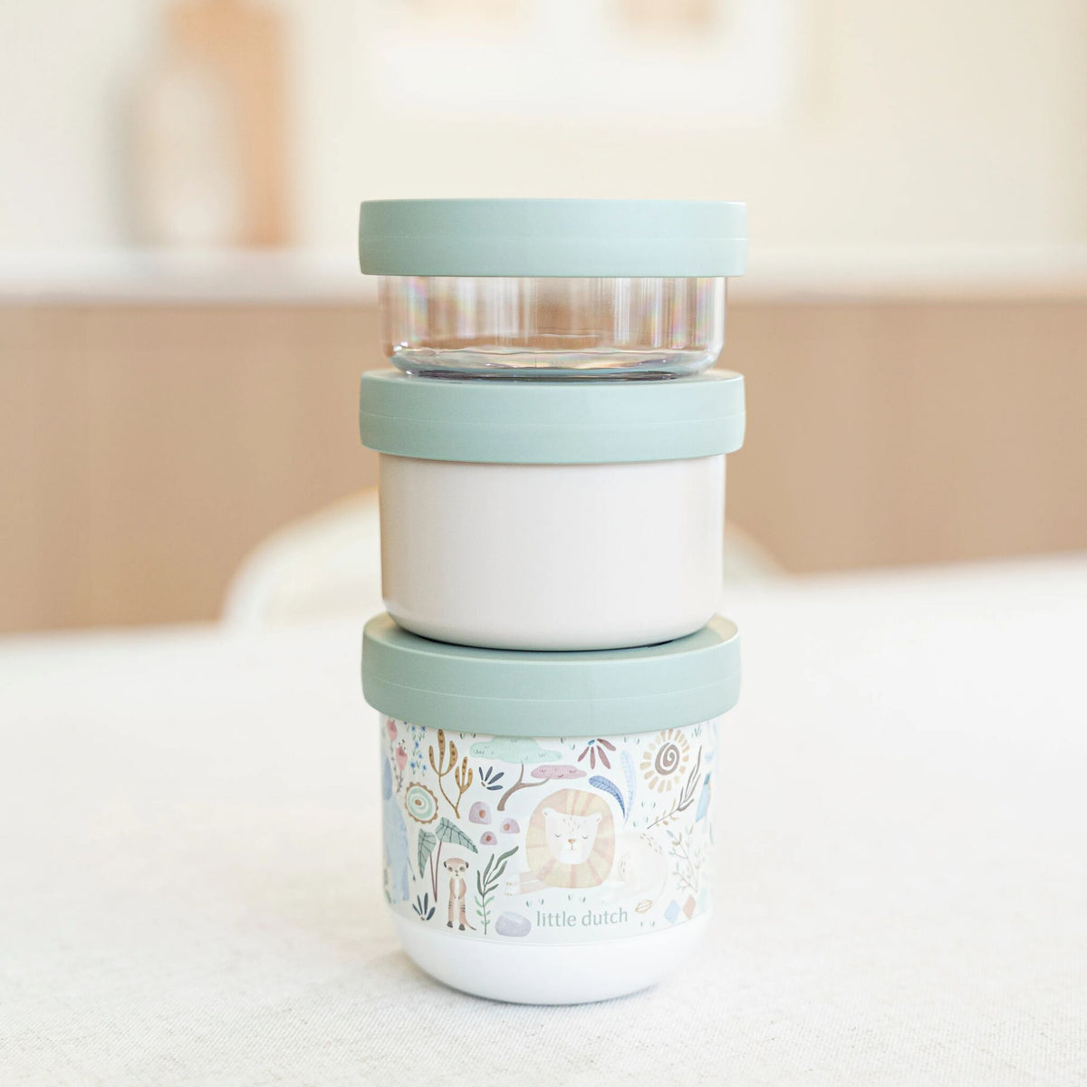 Fruit container stackable 3-piece - Mepal Mio - Safari Friends