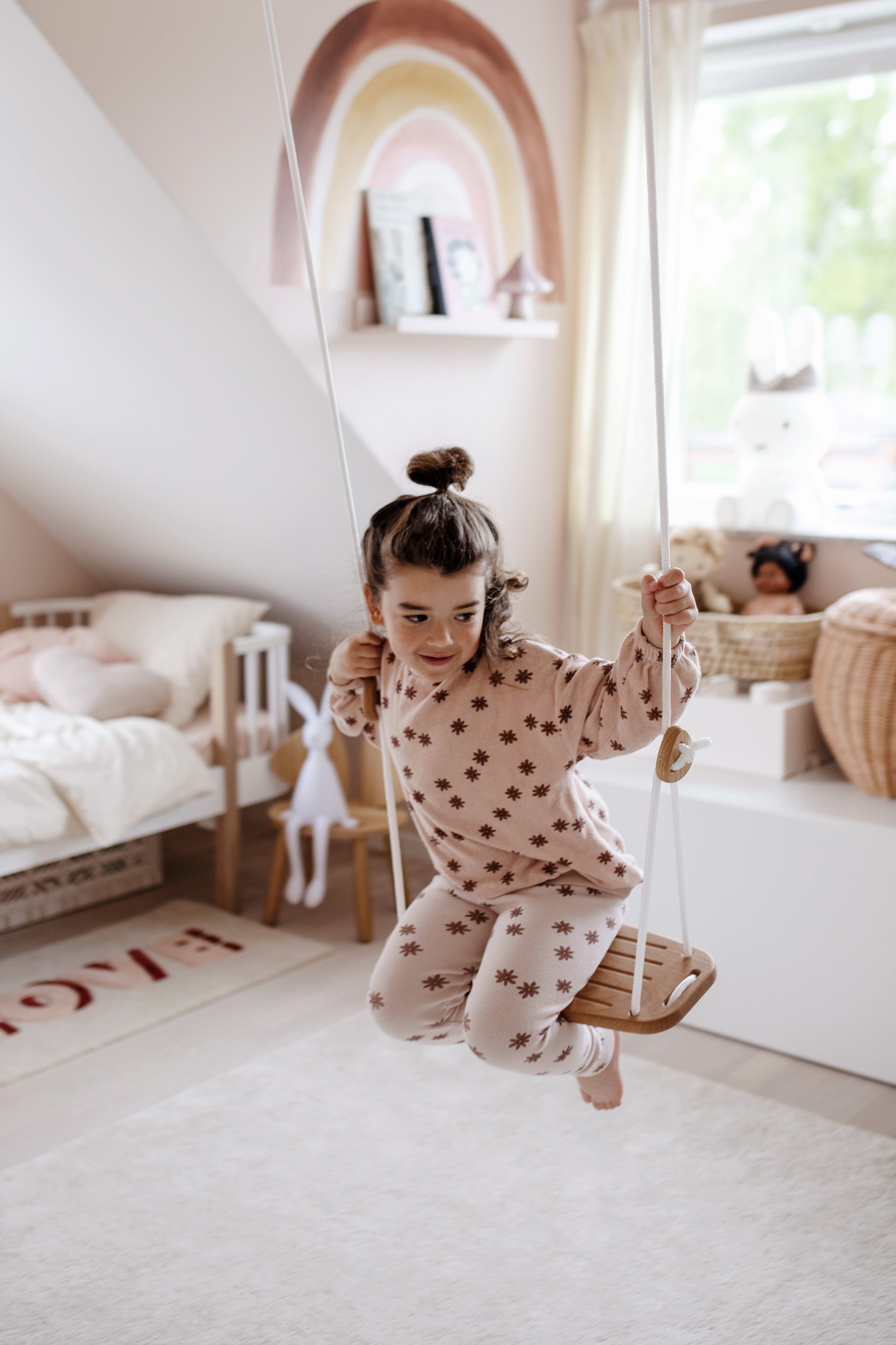 CLASSIC swing | oak - beige rope