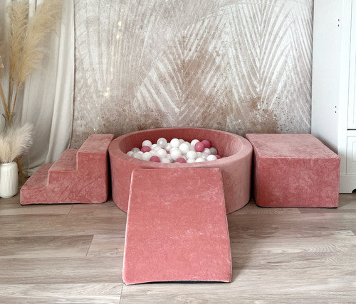 Moje. 3 elementen + Ballenbad 90x30 - Soft velvet - Raspberry Pink