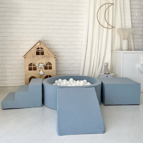Moje. Foam Speelset 3 elements + Ballenbad 90x30 - Cotton - Blue