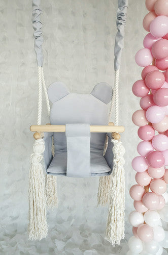 Babyschommel Teddybeer Grey
