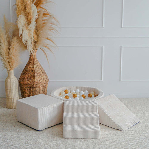 Moje. 3 elementen + Ballenbad 90x30 - Rib Velvet - Cream