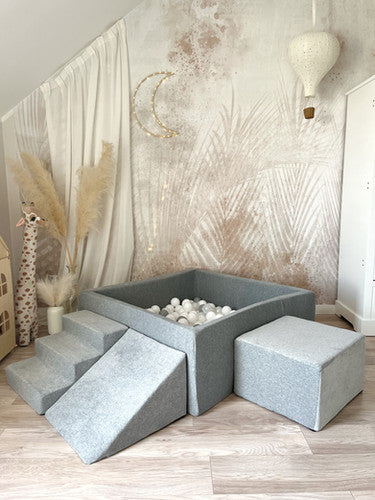 Moje. Speelset 3 elements Soft Velvet+Ballenbad 106x106x40cm  -Grey