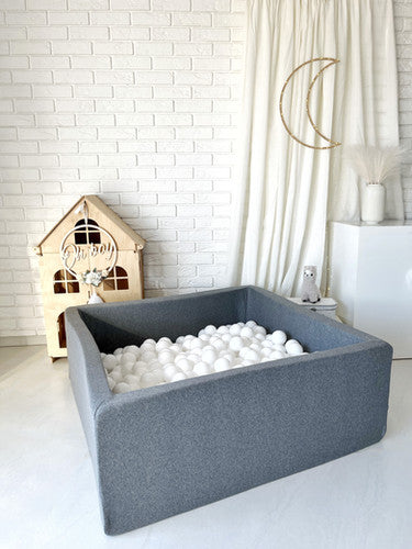 Moje. Vierkant Ballenbad - 106x106x40 cm - Cotton - Grey
