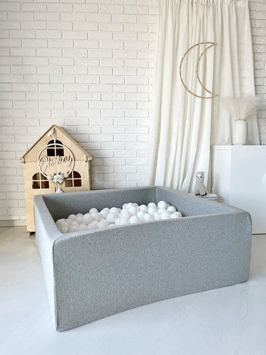 Moje. Vierkant Ballenbad - 106x106x40 cm - Cotton - Light Grey