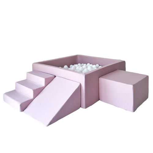 Moje. Foam Speelset 3 elements +Ballenbad vierkant 106x106x40cm  - Pink