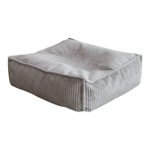 Moje. Velvet Rib Velvet - Ottoman  Grey - vierkante kinderpoef