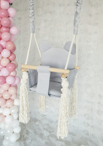 Babyschommel Teddybeer Grey