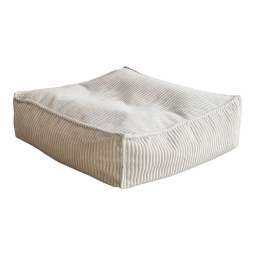Moje. Velvet Rib Velvet - Ottoman  Cream - vierkante kinderpoef