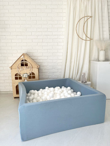 Moje. Vierkant Ballenbad - 106x106x40 cm - Cotton - Blue