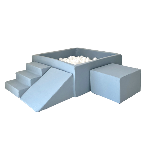 Moje. Foam Speelset 3 elements + Ballenbad vierkant 106x106x40cm  - Blue