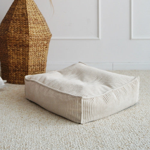 Moje. Velvet Rib Velvet - Ottoman  Cream - vierkante kinderpoef