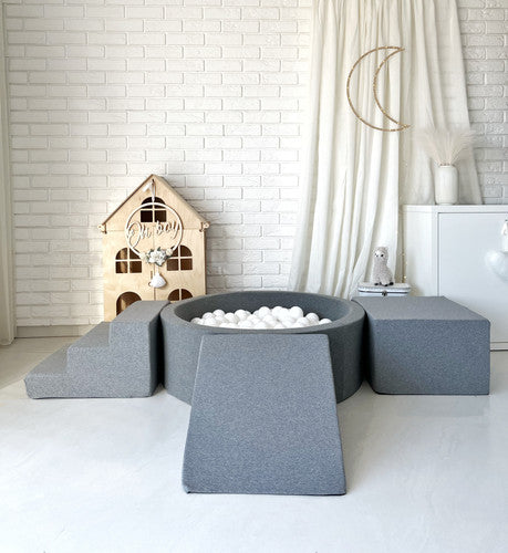 Moje. Foam Speelset 3 elements + Ballenbad 90x30 - Cotton - Grey