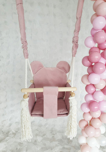 Babyschommel Teddybeer Pink