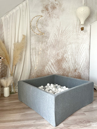 Moje. Vierkant Ballenbad - 106x106x40 cm - Soft Velvet -Grey