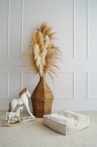 Moje. Velvet Rib Velvet - Ottoman  Cream - vierkante kinderpoef