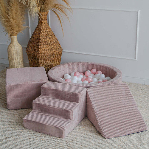 Moje. 3 elementen + Ballenbad 90x30 - Rib Velvet - Dirty Pink